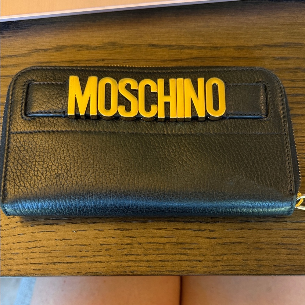 Moschino Black Leather Wallet with  Logo